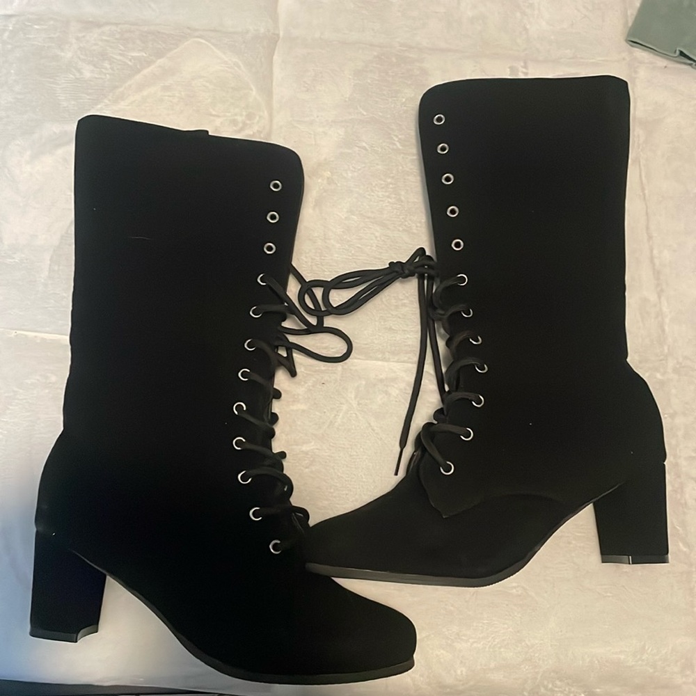 Mid calf heeled boots